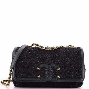 Chanel Medium Filigree Flap Bag Quilted Tweed